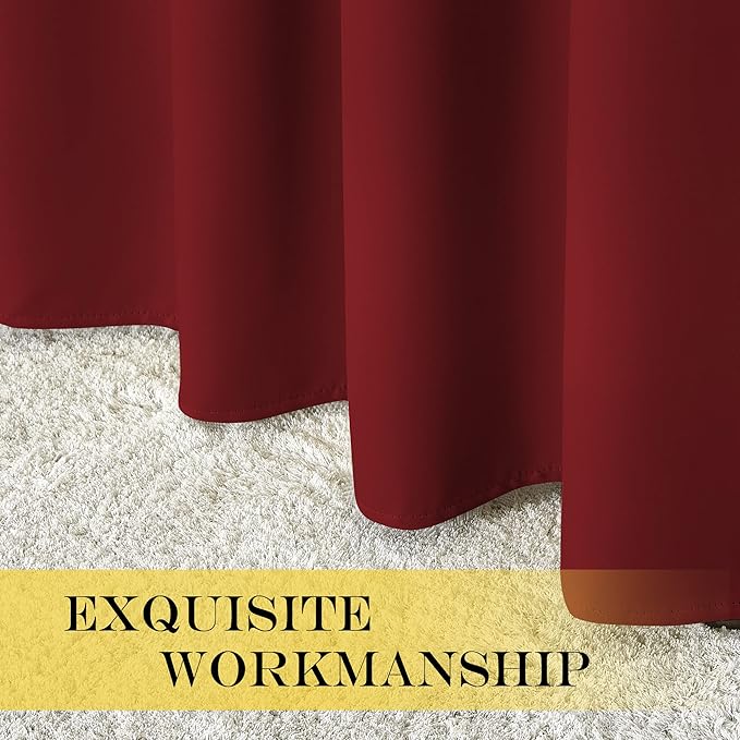 NICETOWN Burgundy Red Blackout Curtains 84 inch Length, Grommet Top Room Darkening Drapes for Bedroom Living Room, Light Blocking Window Covering for Privacy (W66 x L84 Inch, 1 Panel)