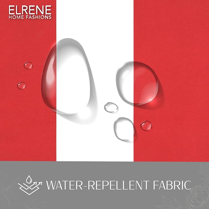 Elrene Home Fashions Highland Stripe Indoor/Outdoor Curtain Panel, 50 inches X 108 inches, Red
