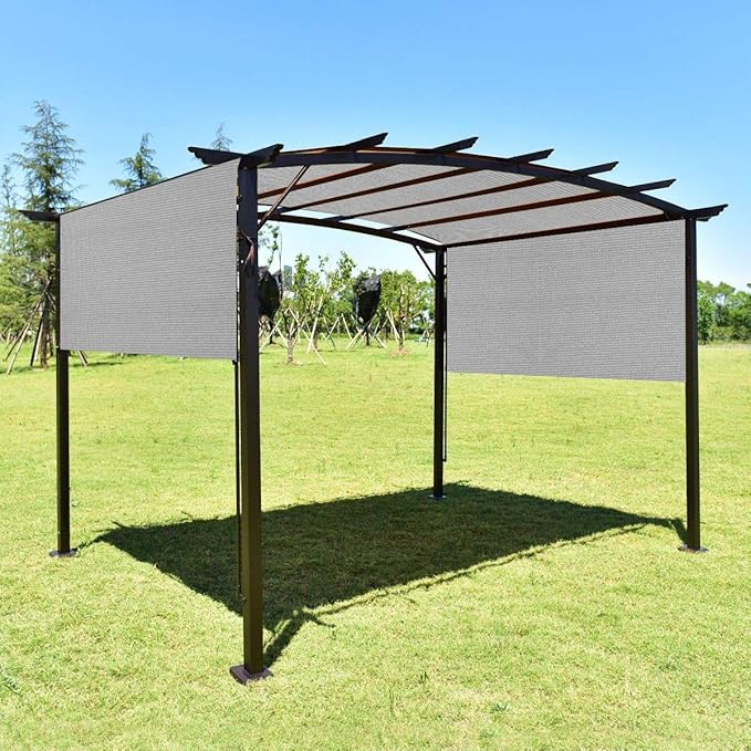 Eden's Decor Straight Flat-Edged Sun Shade Sail Rectangular 9' x 10' Grey UV-Blocking Outdoor Canopy Fabric Cloth Awning for Pergola Patio Garden Backyard Custom Size