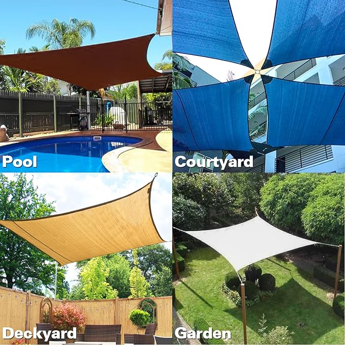 KANAGAWA 10'X16' Turquoise Mix Custom Size Sun Shade Sail Rectangle UV Block Canopy Cover for Patio Backyard Lawn Garden Outdoor (Customized Available)