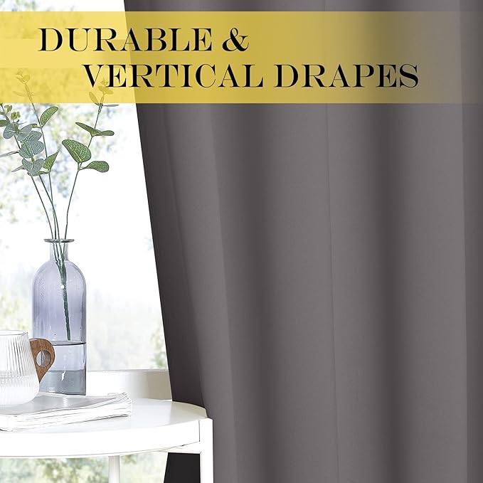 NICETOWN Grey Blackout Curtain & Drape for Doorway - Grommet Privacy Door Curtains Noise Reducing Thermal Insulated Window Treatment for Bedroom/Living Room (1 Panel, W52 x L78)