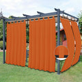 Easy-Going Outdoor Patio Curtains Detachable Tab Top Windproof Weatherproof Curtain for Cabana, Porch, Pergola and Gazebo, Tab Bottom Drape, 2 Panels, 54W x 96L inch, Orange