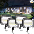 CINOTON 65W LED Flood Lights Outdoor, IP65 Waterproof Exterior Security Wall Lights with 180°Knuckle, 9100LM 120V Outside Aluminum Lighting Fixture for Patio Porch Barn Garden 5000K 4 Pack, UL Listed