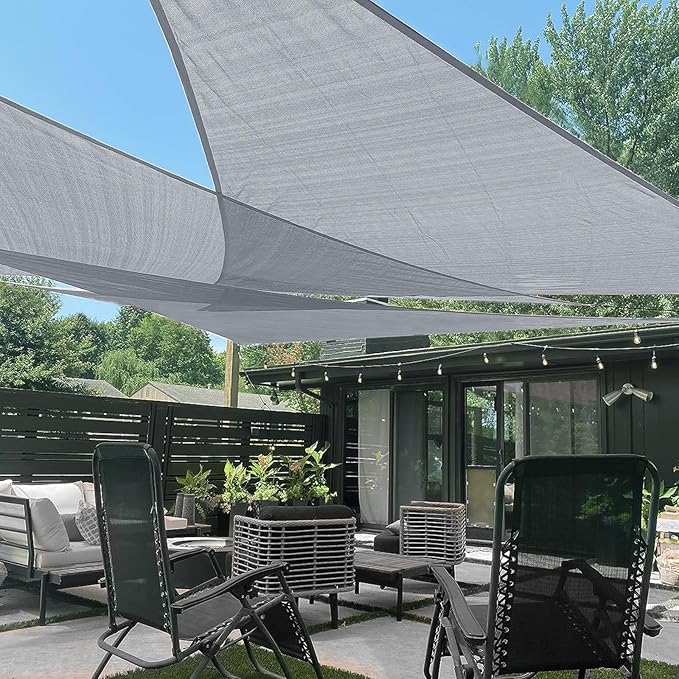 LOVE STORY Custom Size 8'x15'x17' Silver Grey Sun Shade Sail Triangle Sunshade Fabric Awning Canopy for Patio Backyard Carport Pergola (Customized)
