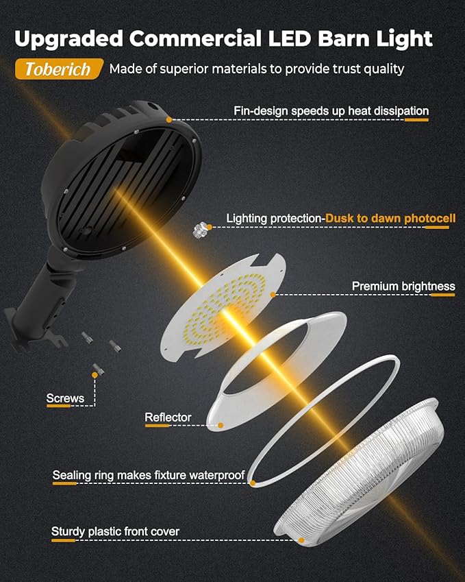 LED Barn Light, 150W 20000LM Yard Area Lights Dusk to Dawn Outdoor Lighting with Upgraded Photocell 6500K Adjustable Angle Daylight IP66 Waterproof Street Lights for Security/Farmhouse/Garage