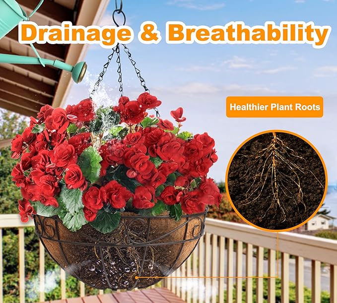 Y&M 4pcs 14“ Round Coconut Fiber Liner, 14'' Coco Liner Pre-Formed Replacement for Wall Hanging Planter Basket