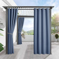 RYB HOME Outdoor Curtains for Patio Waterproof Block Sunlight Thermal Insulated Privacy Assured Thick Outside Curtains for Pergola, Deck, Gazebo, W52 x L120, Stone Blue, 1 Panel