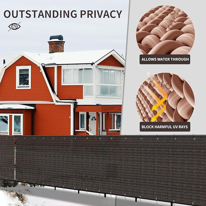LOVE STORY Custom Size 2'6''x30' Brown Balcony Privacy Screen,UV Block Privacy Fence Screen,90% Shield for Outdoor Pool Garden Apartment Railing