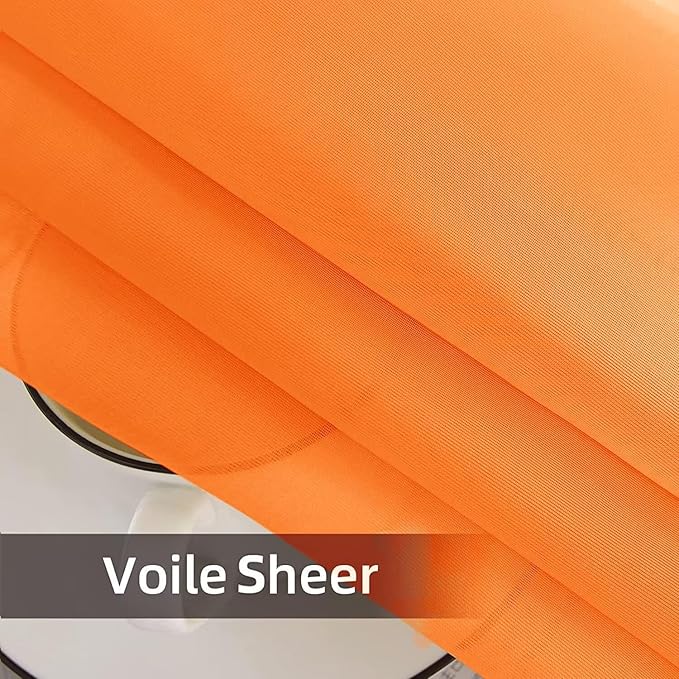 SpaceDresser Waterproof Outdoor Sheer Curtains for Patio - 2 Panels Rod Pocket Indoor Voile Sheer Curtain for Living Room,52W x 84L inch, Orange
