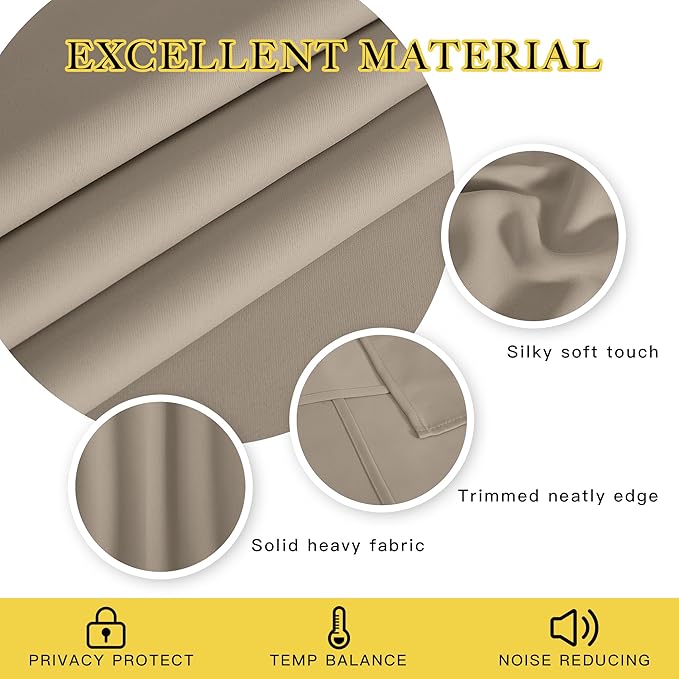 NICETOWN Blackout Curtains 84 Inch Length, Thermal Insulated Room Darkening Drapes Grommet Window Covering for Living Room Bedroom (W52 x L84 Inch, 1 Panel, Taupe)