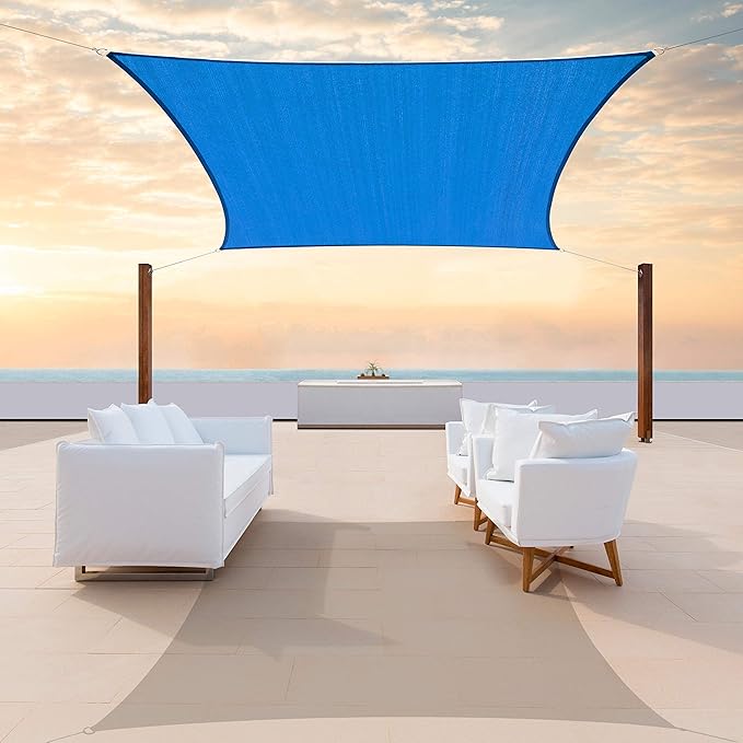ColourTree TAPR1616 Custom Size 22' x 22' Blue Sun Shade Sail Canopy UV Block UPF50 Rectangle - Commercial Standard Heavy Duty - 190 GSM - 3 Years Warranty