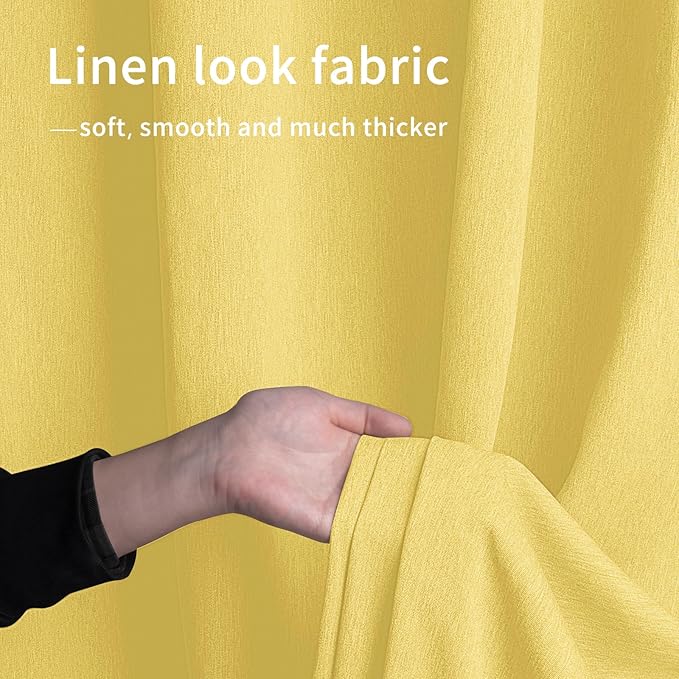 Easy-Going Linen Look Outdoor Curtains Waterproof Windproof Porch Curtains, Soft Thicken Outdoor Privacy Curtains for Patio, Gazebo, Grommet Top and Tab Bottom Drape, 1 Panel, 110x96 inch, Yellow