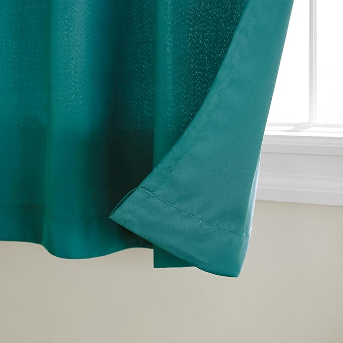 Town & Country Basics Cabana Solid Heavyweight Indoor Outdoor Curtains, Light Filtering Opacity with Grommet Top, Water Repellent, 2-Pack Set, 54"x63", Dark Teal