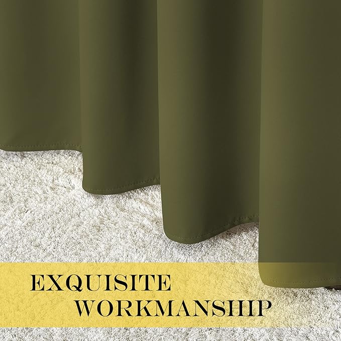 NICETOWN Blackout Room Divider Curtains for Sliding Glass Doors 102 Inches Long 1 Panel, Extra Wide Curtains for Doorway Patio Bedroom Living Room (Olive Green, 80Wx102L, 1 Panel)
