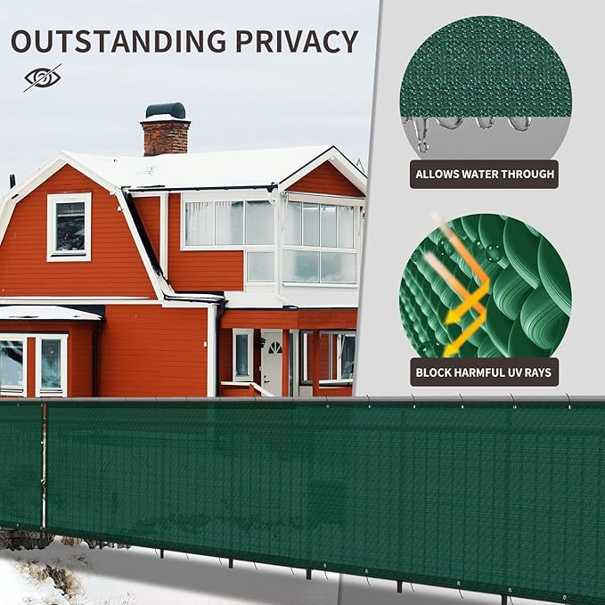 LOVE STORY Custom Size 3'x10' Dark Green Balcony Privacy Screen,UV Block Privacy Fence Screen,90% Shield for Outdoor Pool Garden Apartment Railing