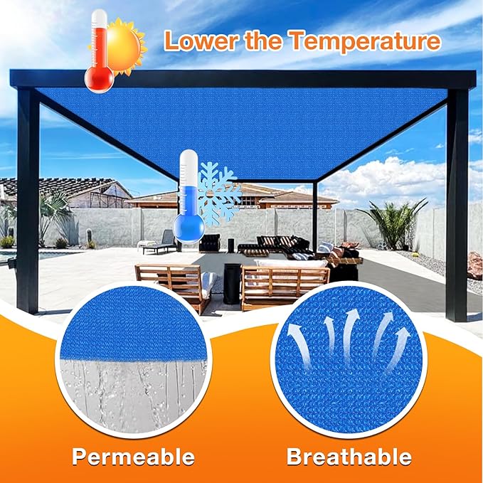 Artpuch Outdoor Pergola Shade Cover 4' X 4' Sun Shade Cloth with Grommets, 90% UV Protection Canopy Patio Privacy Screen (Customized Available) GN107, Blue