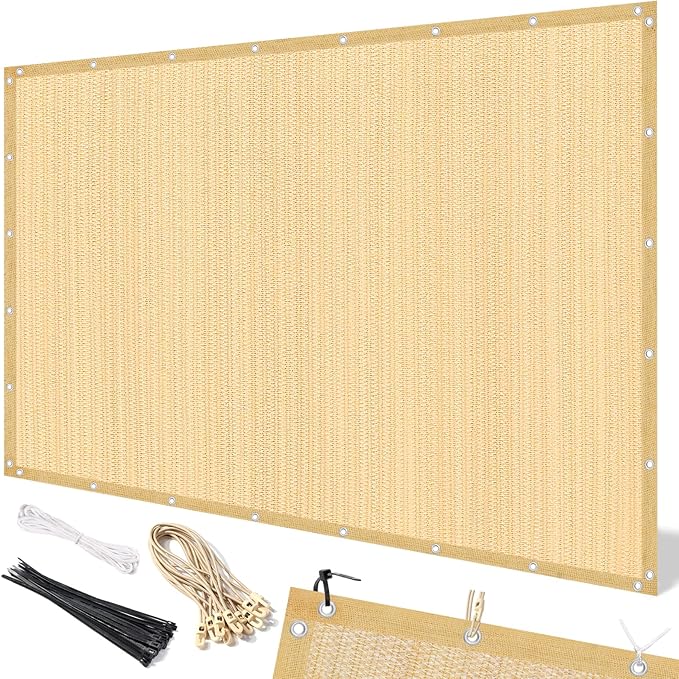 Artpuch 90% Sun Shade Cloth, 12 x 12 FT Pergola Shade Cover Canopy with Grommets, Sun Screen Fabric Tarp for Patio, Outdoor, Garden, Backyard, Wheat