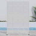 Casaphoria Metal Privacy Screen Outdoor, 72" H x 47" W Freestanding Decorative Privacy Screen for Patio Deck Balcony Garden with Stable Base, White-Adrian