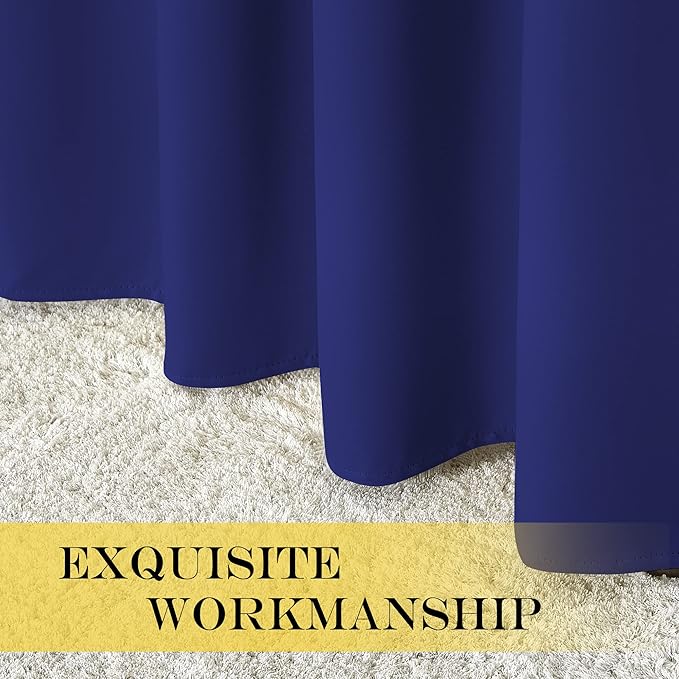 NICETOWN Blackout Sliding Glass Door Curtains, Room Darkening Thermal Insulated Curtains for Living Room Bedroom, Extra Wide Window Drapes, 1 Panel, W80 x L118, Navy Blue