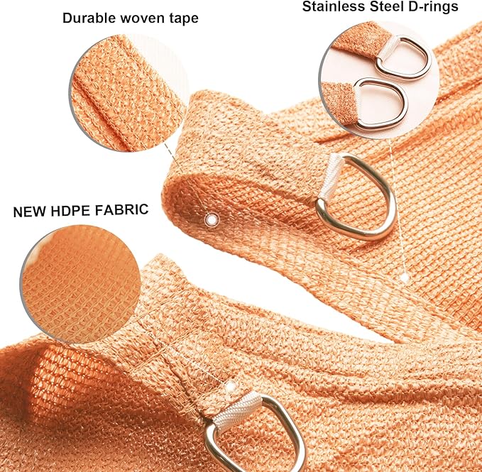 SUNLAX Sun Shade Sail 15' x 20' Peach Fuzz Rectangle Canopy Sail Shade Cover UV Block Permeable Sunshade Outdoor for Patio Backyard Deck Pergola (We Make Custom Size)