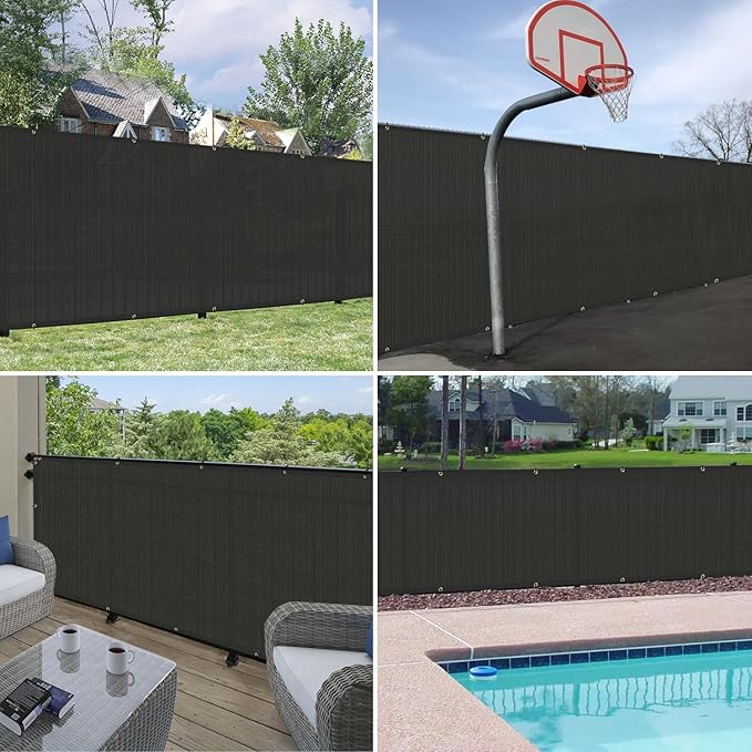 Windscreen4less Privacy Fence Screen Heavy Duty Windscreen Fencing Mesh Fabric Shade Net Cover with Brass Grommtes for Outdoor Wall Garden Yard Pool Deck, 6'x195' Black
