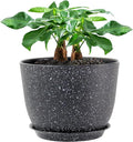 12inch Large Plant Pot, Modern Plastic Planter with High Driange Holes and Saucer for Indoor Outdoor Garden Plants and Flowers, Black Speckles