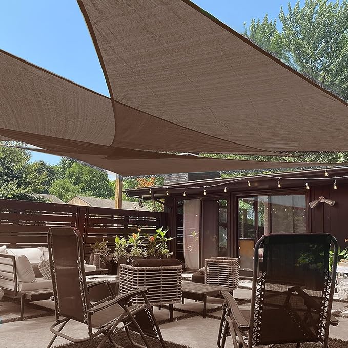 LOVE STORY Custom Size 13'x13'x13' Brown Sun Shade Sail Triangle Sunhsade Fabric Awning Canopy for Patio Backyard Carport Pergola (Customized)