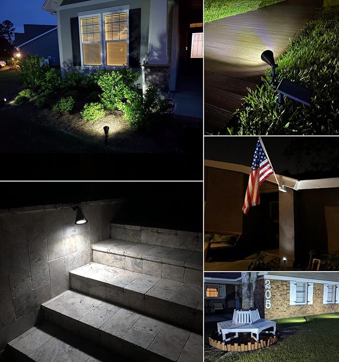 MEIHONG Solar Spot Light Outdoor, Waterproof LED Landscape Lights Dusk to Dawn, 2-in-1 Solar Spotlight Solar Powered Accent Lights for Garden Porch Walkway Patio (4 Pack)