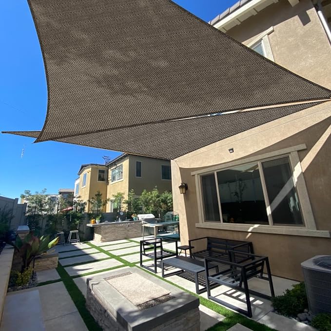 SUNLAX Sun Shade Sail 7' x 13' x 14.8' Brown Rectangle Canopy Sail Shade Cover UV Block Permeable Sunshade Outdoor for Patio Backyard Deck Pergola (We Make Custom Size)