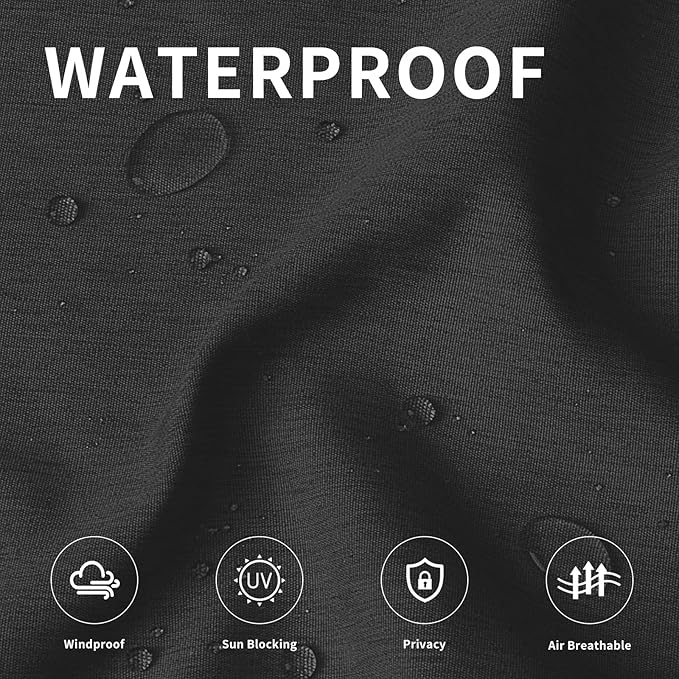 Easy-Going Linen Look Outdoor Curtains Waterproof Windproof Porch Curtains, Soft Thicken Outdoor Privacy Curtains for Patio, Gazebo, Grommet Top and Tab Bottom Drape, 1 Panel, 54x84 inch, Black