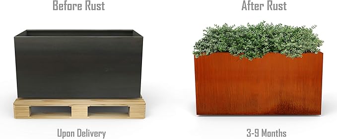 Plantercraft Corten Steel Planters Large Rectangular - 48x18x30 Extra Large Outdoor Planter Box for Patio, Garden & Privacy Screen | Heavy Duty 11-Gauge Metal, Made in USA