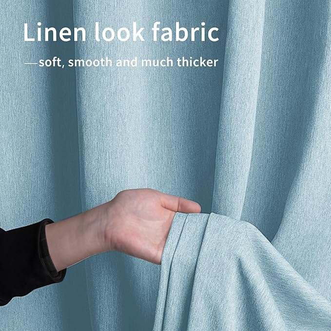 Easy-Going Linen Look Outdoor Curtains Waterproof Windproof Porch Curtains, Soft Thicken Outdoor Privacy Curtains for Patio, Gazebo, Grommet Top and Tab Bottom Drape, 1 Panel, 110x108 inch, Sky Blue