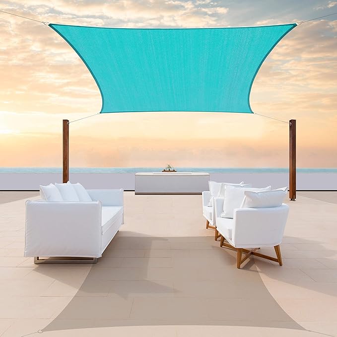ColourTree TAPR1616 Custom Size 16' x 17' Turquoise Sun Shade Sail Canopy UV Block UPF50 Rectangle - Commercial Standard Heavy Duty - 190 GSM - 3 Years Warranty