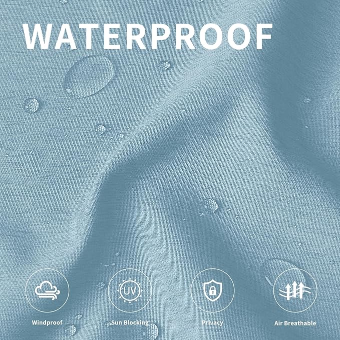 Easy-Going Linen Look Outdoor Curtains Waterproof Windproof Porch Curtains, Soft Thicken Outdoor Privacy Curtains for Patio, Gazebo, Grommet Top and Tab Bottom Drape, 1 Panel, 54x108 inch, Sky Blue