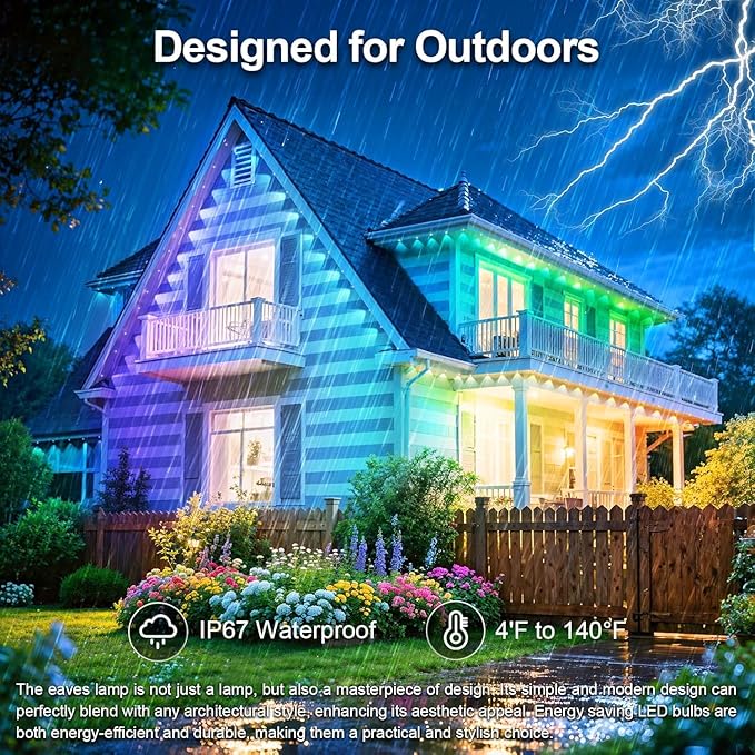 150FT Permanent Outdoor Lights for House Waterproof, IP67 LED Eave Lights with App/Remote Control, Outdoor Permanent led Lighting for House Roof Decor,Christmas,Party,All Holiday and Daily