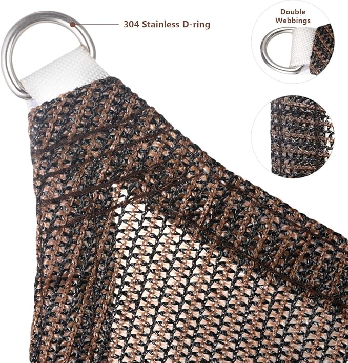 Eden's Decor Straight Flat-Edged Sun Shade Sail Rectangular 6' x 15' Brown UV-Blocking Outdoor Canopy Fabric Cloth Awning for Pergola Patio Garden Backyard Custom Size