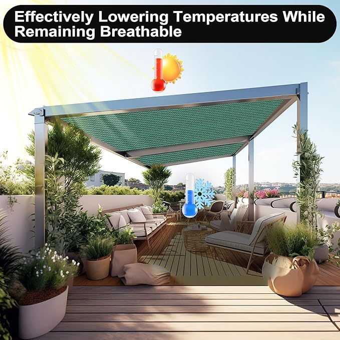 Artpuch 90% Sun Shade Cloth, 6 x 12 FT Pergola Shade Cover Canopy with Grommets, Sun Screen Fabric Tarp for Patio, Outdoor, Garden, Backyard, Green