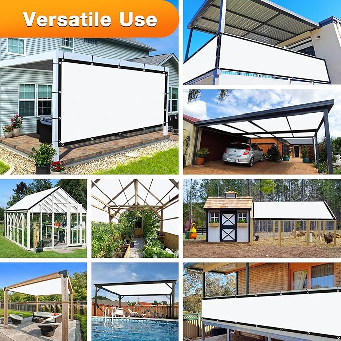 Artpuch Outdoor Pergola Shade Cover 7' X 14' Sun Shade Cloth with Grommets, 90% UV Protection Canopy Patio Privacy Screen (Customized Available) GN107, White