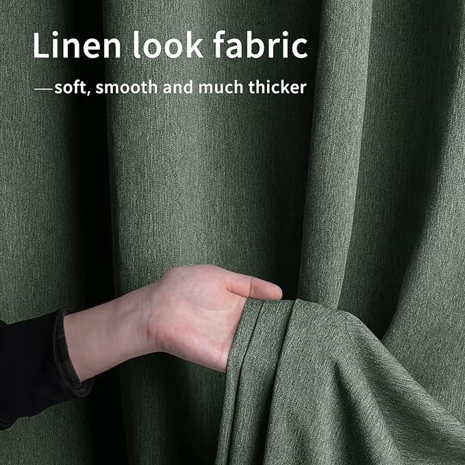 Easy-Going Linen Look Outdoor Curtains Waterproof Windproof Porch Curtains, Soft Thicken Outdoor Privacy Curtains for Patio, Gazebo, Grommet Top and Tab Bottom Drape, 1 Panel, 54x96 inch, Sage Green