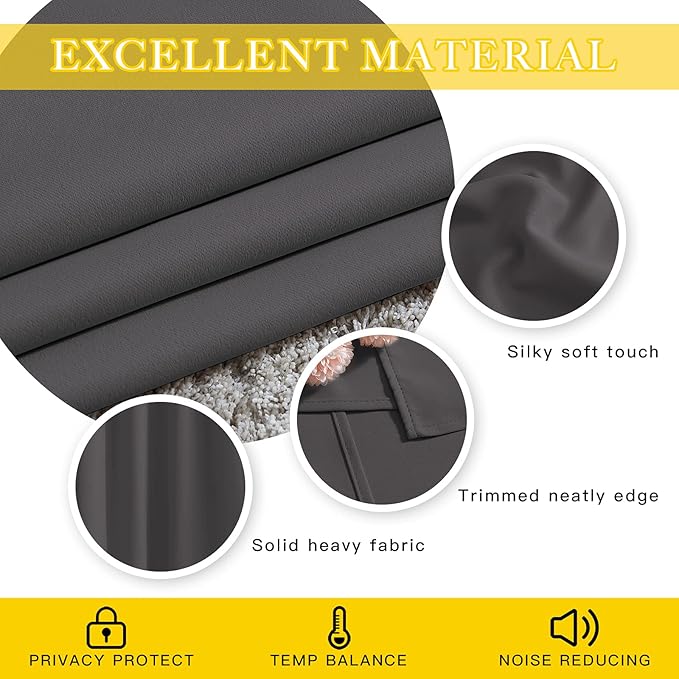 NICETOWN Blackout Sliding Glass Door Curtain 144 inches Long, Grommet Thermal Insulated Light & Heat Blocking Curtain & Drape Window Treatment for French Door, Grey, W80 x L144, 1 Panel