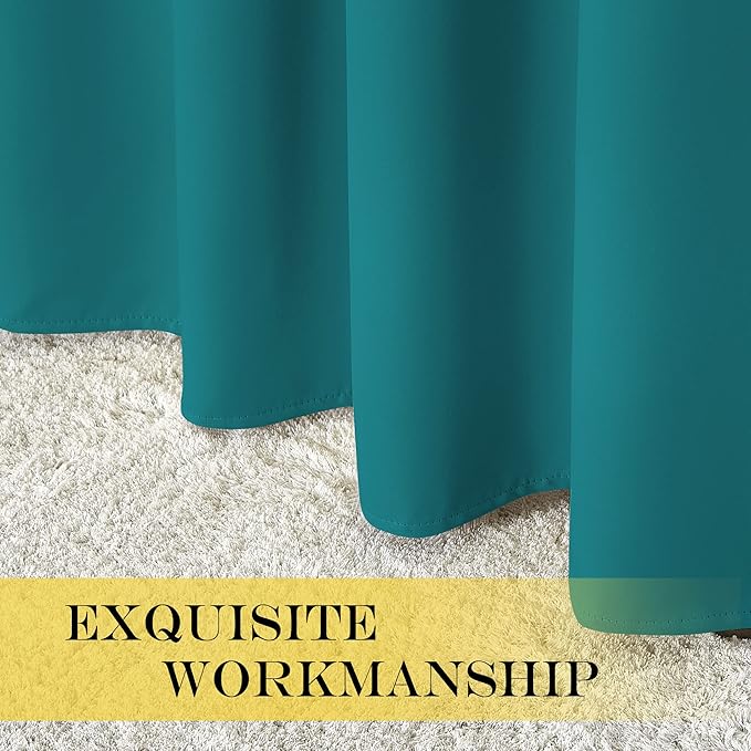 NICETOWN Room Darkening Short Curtain 54 inches Long for Living Room, Grommet Sound Reducing Thermal Insulated Curtains for Bedroom Nursery Window, 46W x 54L, 1 Piece, Peacock Teal