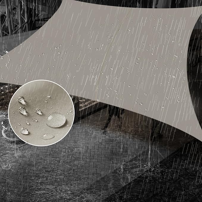 SUNNY GUARD Waterproof Sun Shade Sail 6' x 7' Taupe Rectangle UV Block Sunshade for Backyard Yard Deck Patio Garden Outdoor Activities and Facility(Customized)