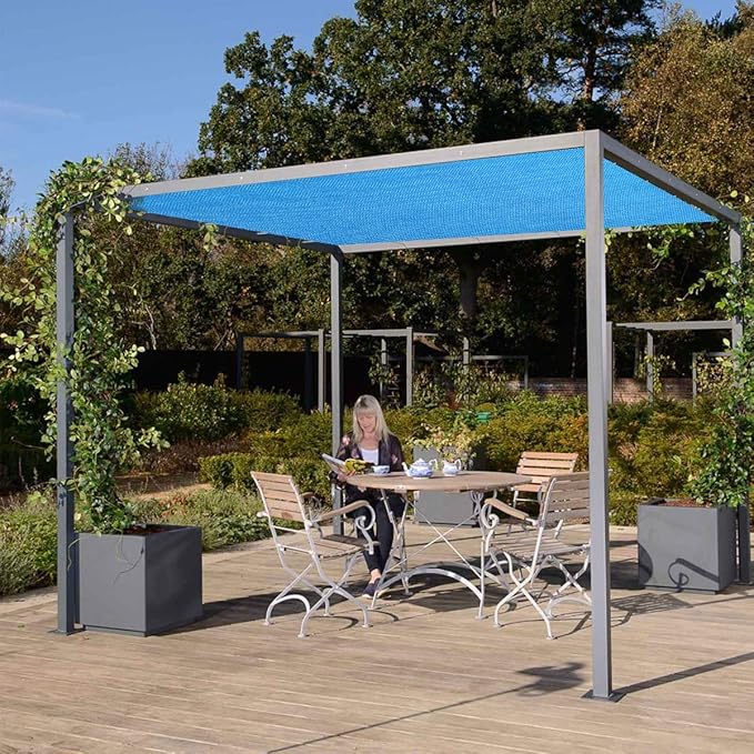 Eden's Decor Straight Flat-Edged Sun Shade Sail Rectangular 16' x 20' Blue UV-Blocking Outdoor Canopy Fabric Cloth Awning for Pergola Patio Garden Backyard Custom Size