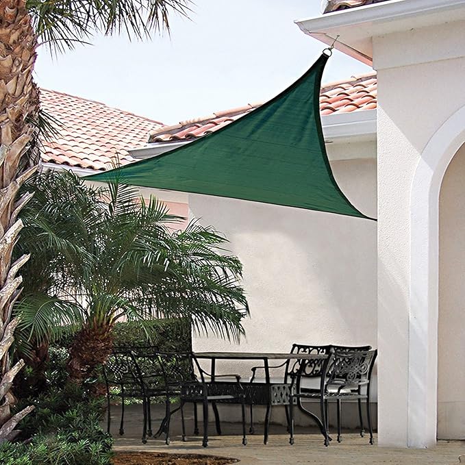 E&K Sunrise 23' x 23' x 23' Sun Shade Sail Triangle Canopy Shade Cover UV Block for Patio Backyard Garden Outdoor (Green)