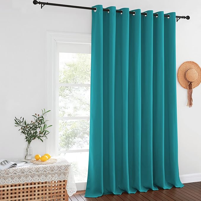 NICETOWN Patio Door Curtain Sound Blocking, Bedroom Privacy Room Divider Curtain, Thermal Insulated Blackout Closet Sliding Door Shade (1 Panel, 100" Wide x 120" Long, Peacock Teal)