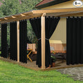 HolidayIdeas Outdoor Curtains for Patio Waterproof, 6 Panels - 54x95 Inches - Weatherproof Privacy Outsides Curtains for Cabana Porch Pergola, Sunlight & UV Blocking (Black, Grommet Top)