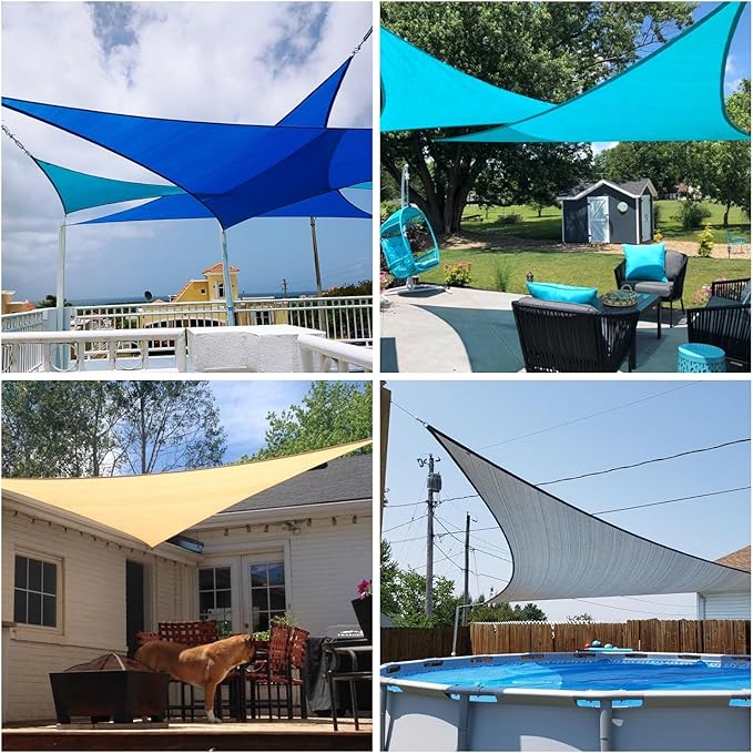 Patio Paradise 16' x16'x 16' Blue Sun Shade Sail Triangle Canopy - Permeable UV Block Fabric Durable Outdoor - Customized Available