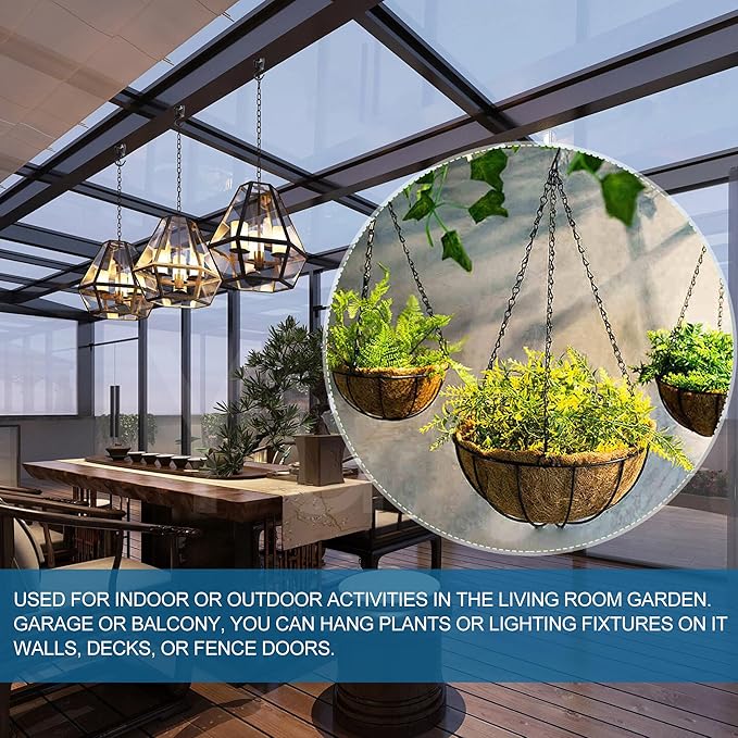 ONIKK Ceiling Hooks for Hanging Plants (4 PCS Black), Heavy Duty Metal Plant Hooks, Screw in Hooks for Hanging Birdfeeders, Lamps, Planters, Indoor Outdoor Wall Baskets Hooks up to 33 lbs
