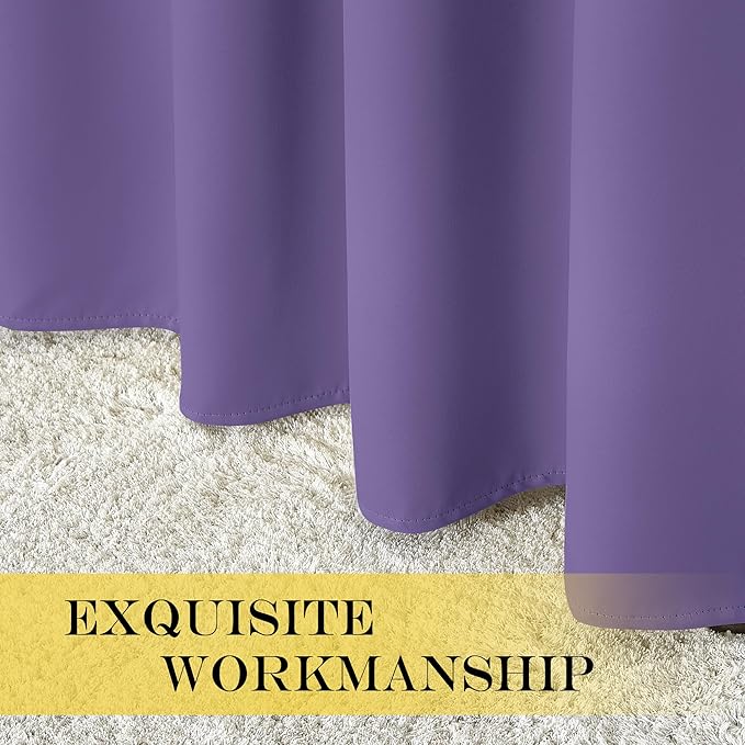 NICETOWN Lilac Purple Blackout Curtains for Bedroom/Living Room 132 Inch Length - Thermal Insulated Room Darkening Grommet Top Window Curtains (100 by 132 - Inch, 1 Panel)