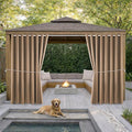 Outdoor Patio Curtain Waterproof Darkening Thermal Insulated Indoor Curtains for Bedroom, Porch, Living Room, Pergola, Cabana, W105 x L120 Extra Wide Room Divider, Camel Brown, 2 Panels